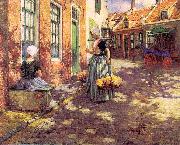 George Hitchcock Dutch Flower Girls Spain oil painting artist